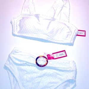 White Polka dot textured small bikini